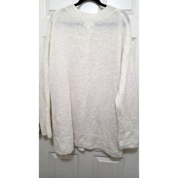 Treasure & Bond Ivory Cozy Boucle Button-Up Cardigan Sweater L Soft Textured Kni - Picture 3 of 7